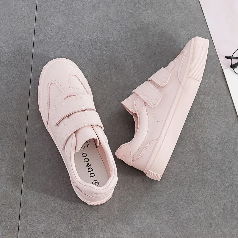 

Women's New Leather Vulcanized Shoes Solid Color Casual Shoes with Velcro Design Lightweight and Comfortable Sports Shoes