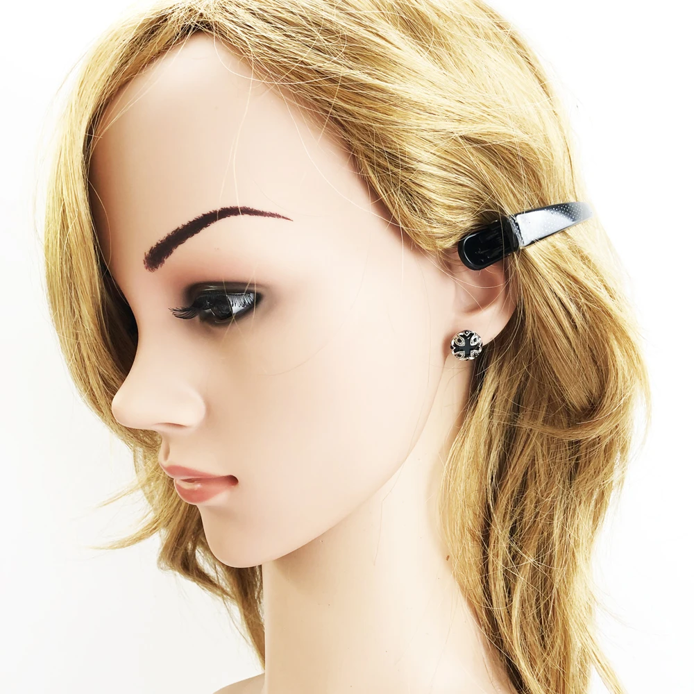 Серьги гвоздики в виде цветка лотоса черные европейском стиле модные хорошие