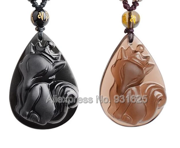 Красивый натуральный черный ледяной прозрачный обсидиан резной кулон на удачу с