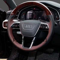 for audi steering wheel cover a6lq5l q3a4l a3 q2l hand stitched carbon fiber leather grip cover