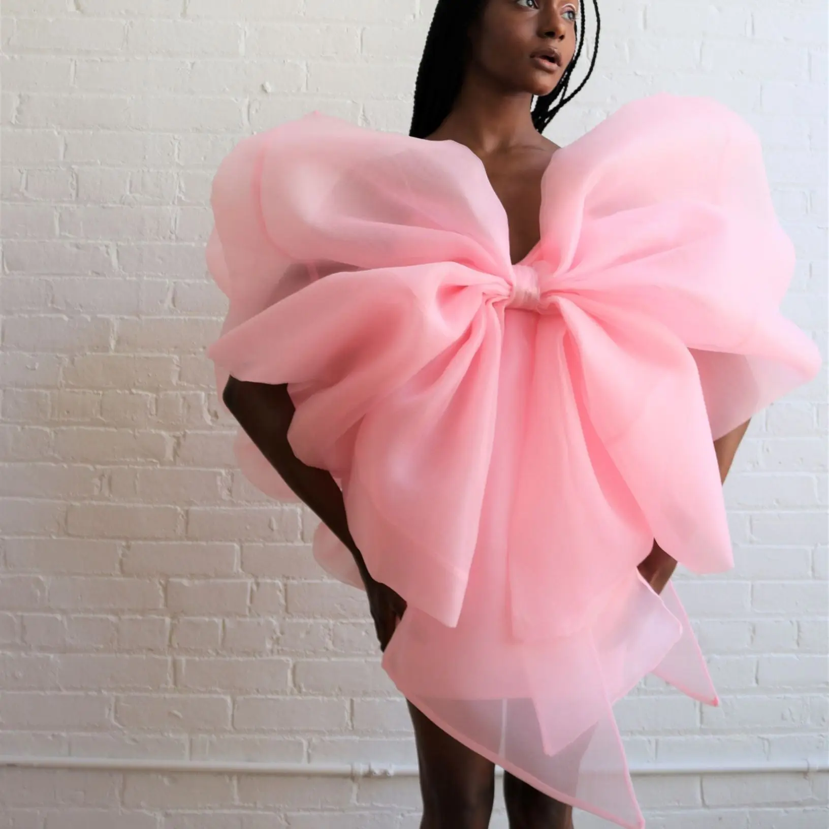 

Шикарное платье из органзы, облегающее платье с большим бантом, элегантные платья для женщин, женская одежда со складками, мини-платье, повс...