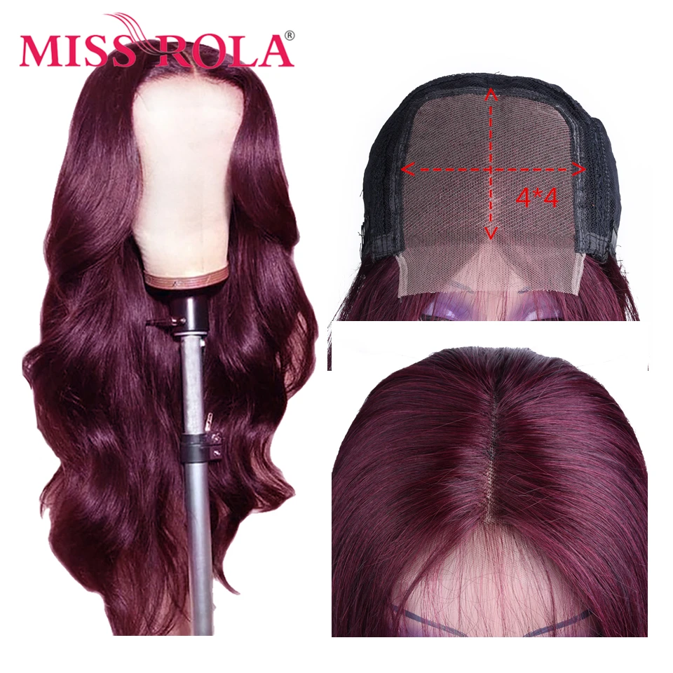 Волнистые человеческие волосы Miss Rola на сетке 4*4 парики с эффектом омбре 99J