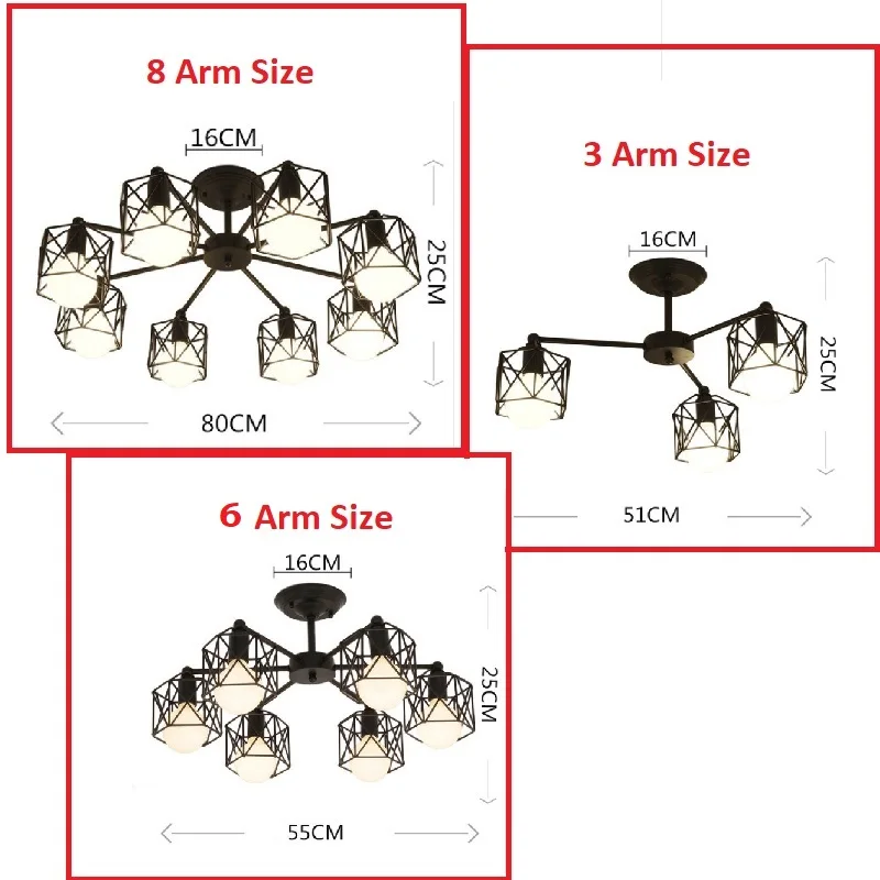 

ZISIZ Modern LED Retro Chandelier for Kitchen Bedroom Hanging Antique Iron Chandelier American Style wrought iron lamp