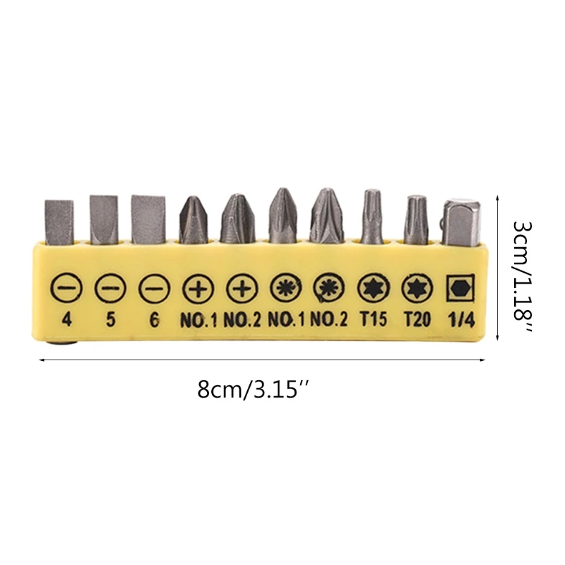 

Портативный набор отверток, 10 шт., подключение, ручной инструмент для ремонта, 1/4 "Шестигранная головка T15 T20, Звездные биты, шлицевая перекрес...