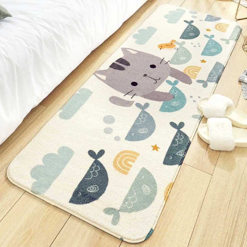 cartoon rainbow rabbit home bedroom long strip floor mats living room sofa childrens room non slip carpet free global shipping