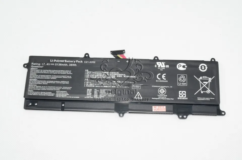 JIGU 7 4 V 38WH C21-X202 Оригинальный аккумулятор для ноутбука Asus VivoBook X201 Series X201E R201E |