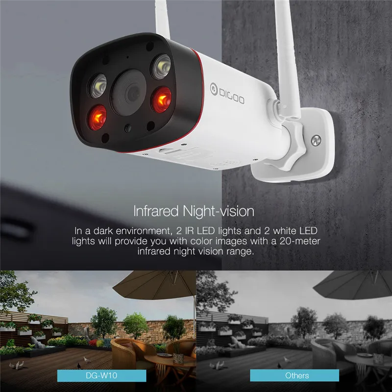 DIGOO умный IP камера двойной ИК светильник 1080P беспроводная Wi Fi безопасности IP66