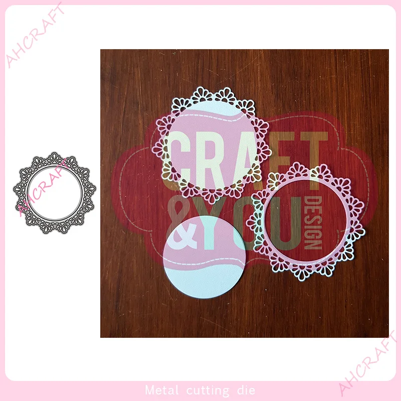 

Круглая кружевная рамка, металлические Вырубные штампы для «сделай сам», скрапбукинга, фотоальбома, декоративное тиснение, бумажная карточ...