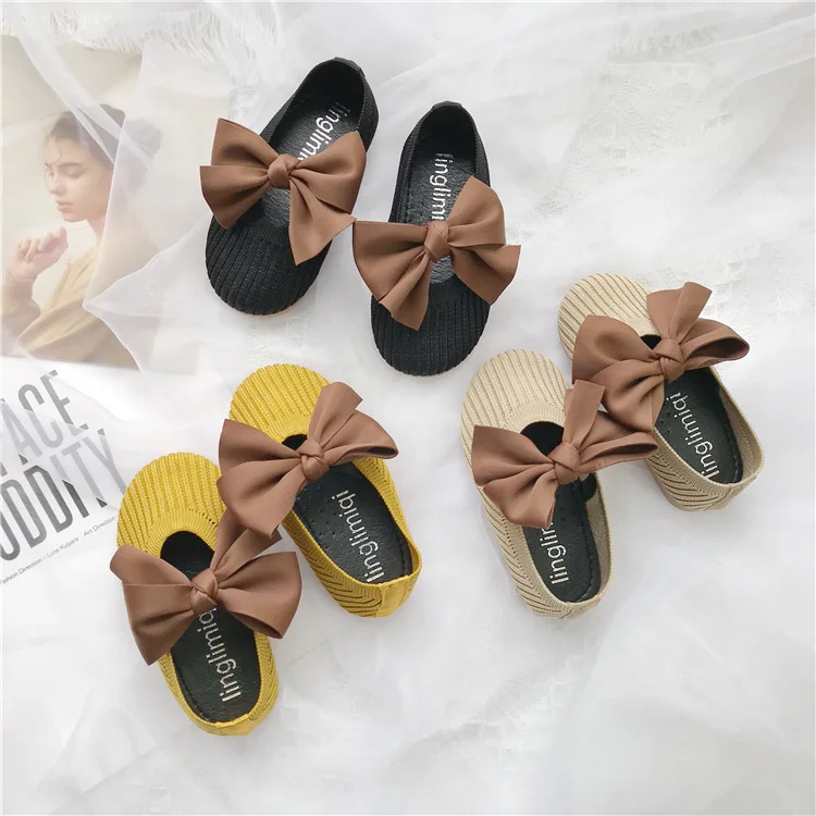 Женские тканые туфли с бантом мягкие дышащие принцессы для девочек бабушкины на