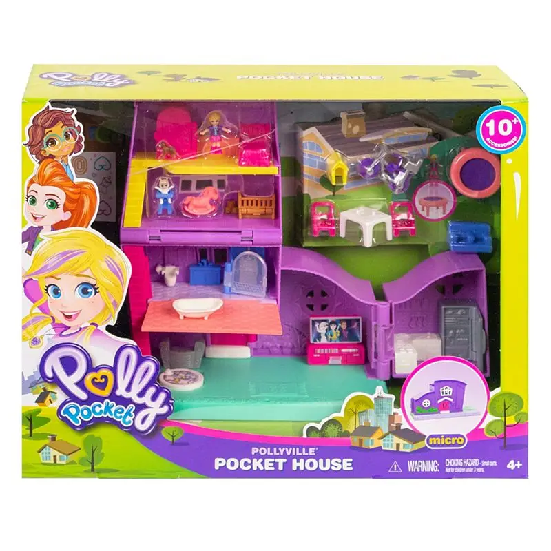 Mattel Polly Pocket House : 4 Stories 11 Accessories &amp Micro Dolls Play house games Set Toy for Children Gift GFP42 | Игрушки и хобби