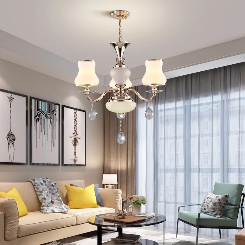 Светодиодные люстры для гостиной современные золотистые металлические лампы