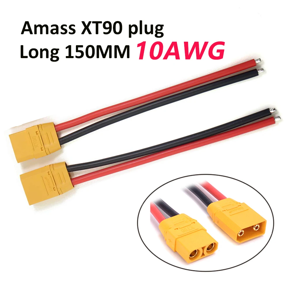 

1pair AMASS XT90 Male Female Connector Plug Pigtails with 150mm 10AWG Silicone Wire RC Battery Cable Wire for RC Lipo Battery
