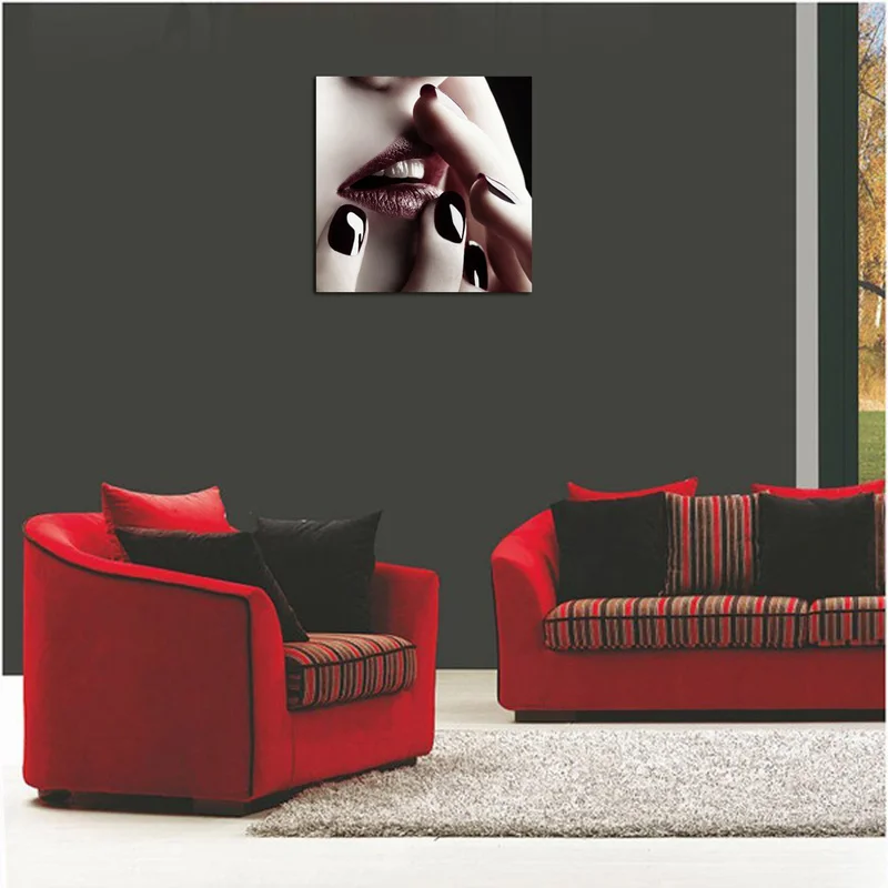 Картины с красными губами холст настенное искусство постер сексуальной женщиной