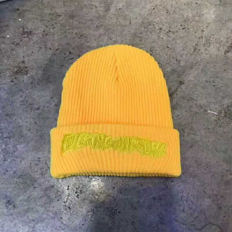 Fxxking Awesome Beanie Winter Hats For Women Ladies Men Acrylic Cap Billie Eilish Bonnet Autumn Knitted Hip hop Embroidery Skull