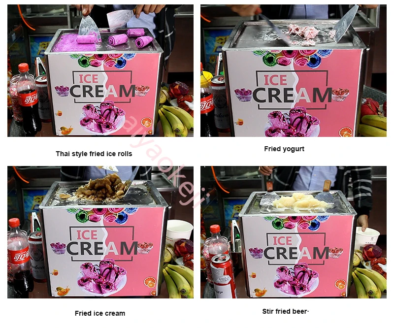 Коммерческая маленькая машина для жарки льда электрическая тайская сковорода