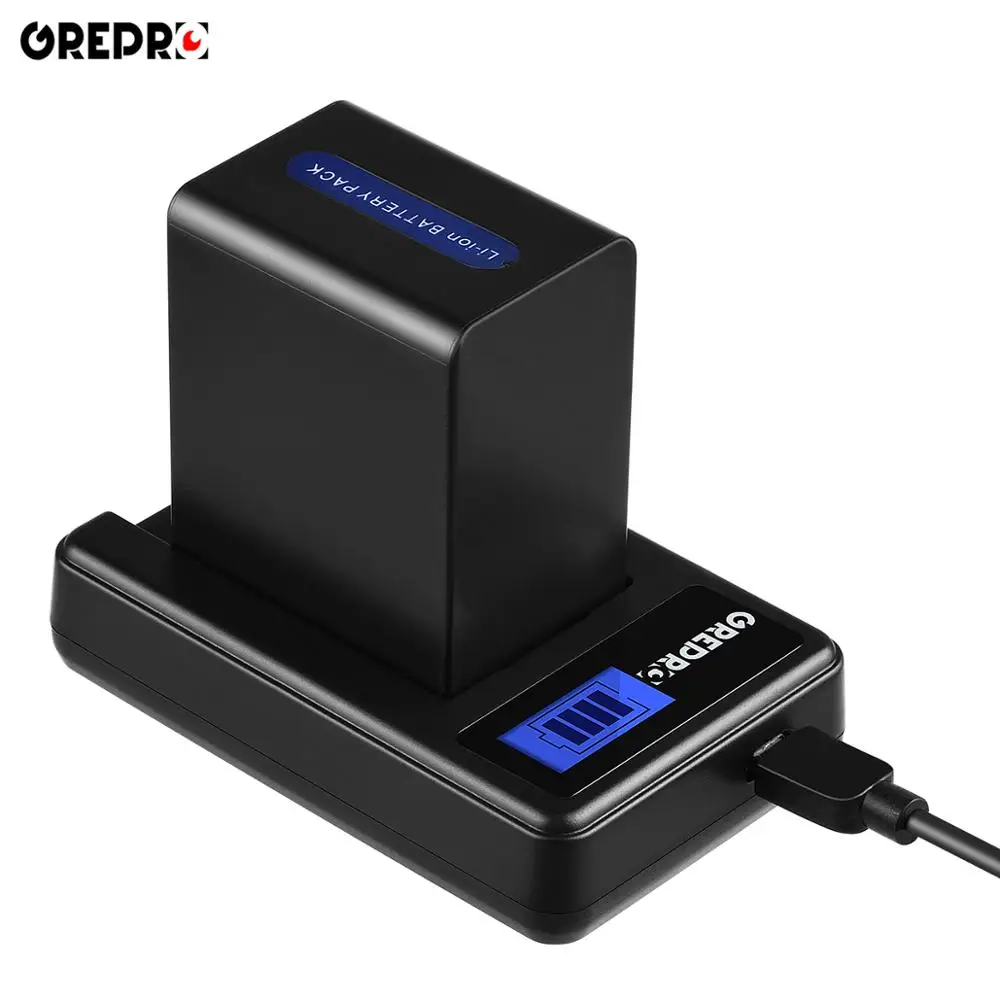 Аккумулятор NP FH100 4500 мАч 2 шт. зарядное устройство с ЖК-экраном и USB-портом для Sony
