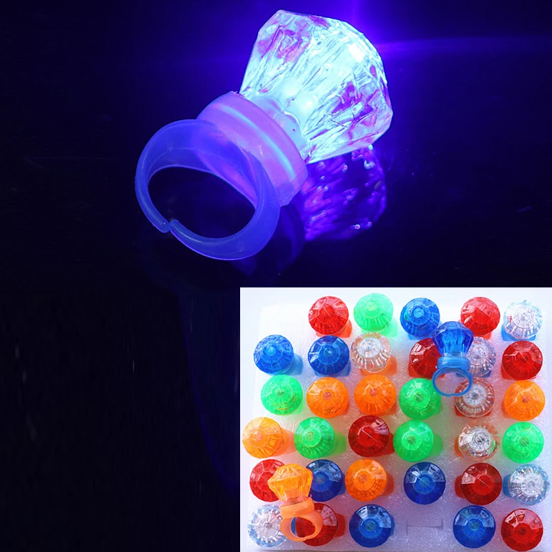 

30 Pcs Flashing Ring LED Light Bright Bar Finger Crystal Diamond Toy Party Gift Cosplay Birthday Wedding Decoration