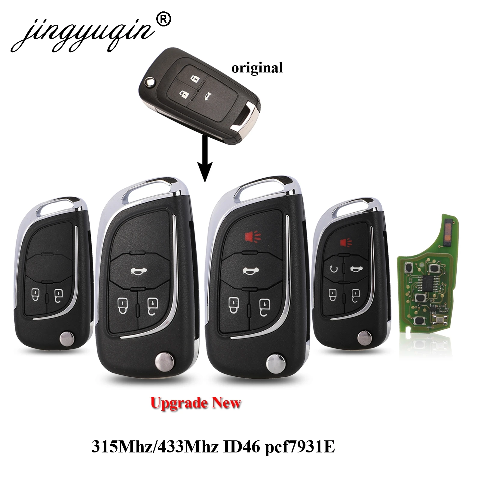 Jingyuqin 315 МГц/433 МГц модифицированный Автомобильный ключ с откидной крышкой для