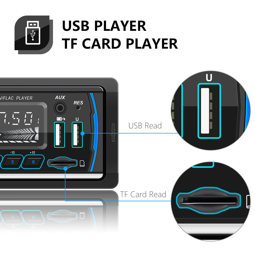Автомагнитола 12 В 1 DIN 2 USB Bluetooth стерео MP3 плеер цветное освещение FM Aux вход приемник