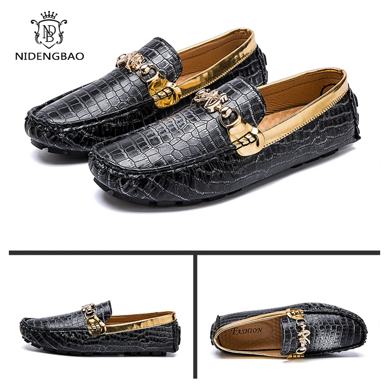 

2020 New Fashion Loafers Shoes Men Luxury Exquisite Metal Accessories Casual Men Shoes Comfy Soft Big Size 48 Walking Footwear