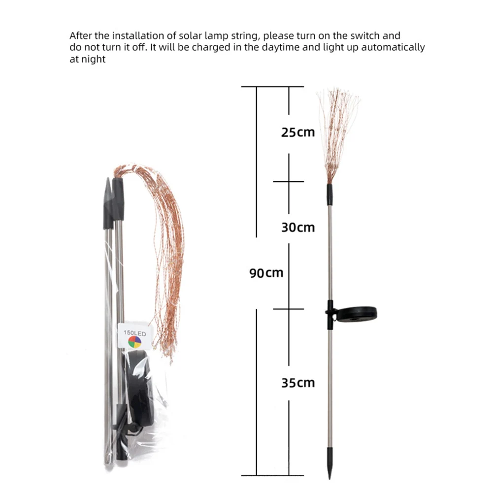 

120/90LED 3 Color Solar Outdoor Waterproof Firework Ground Lawn Light for Garden Courtyard Landscape Decorative Lighting Lamp