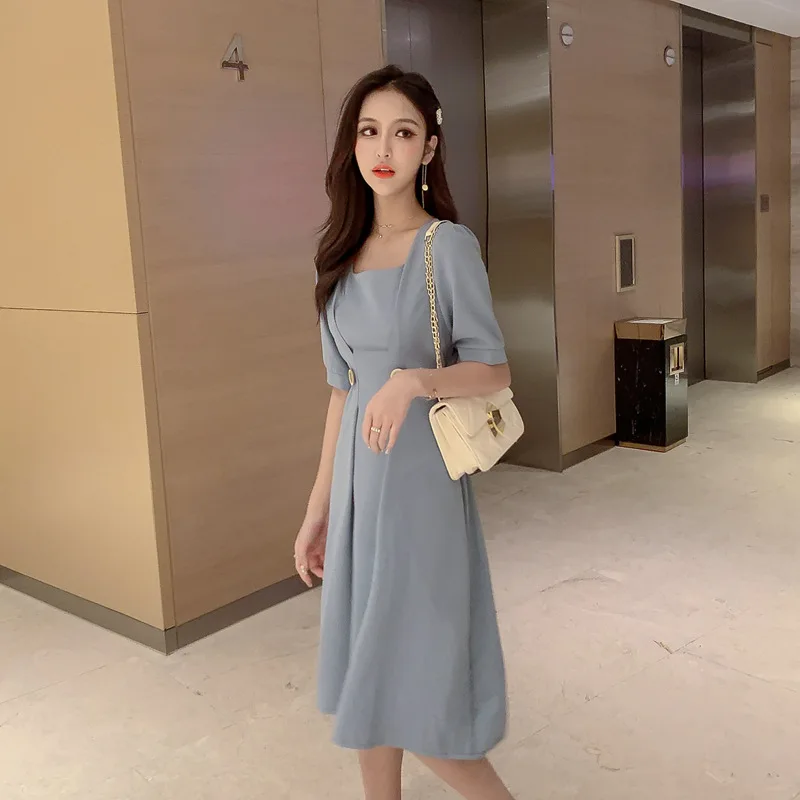 Однотонное платье для женщин Летние Стильные удобные милые повседневные чистые