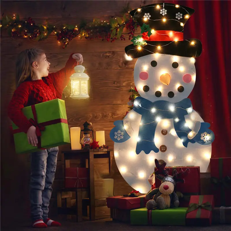 DIY светящийся Войлок рождественские подарки снеговик Рождественская Наклейка