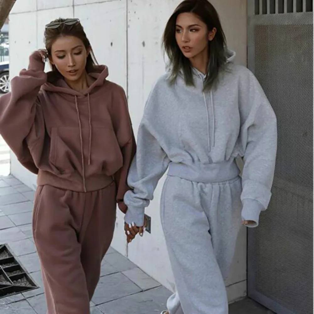 

Tracksuits Women's Warm Hoodie and Pants Set Tracksuit Set Autumn Winter Suits On Fleece For Women