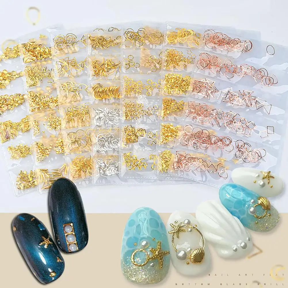 Шикарный смешанный полый геометрический металлический каркас дизайн ногтей DIY