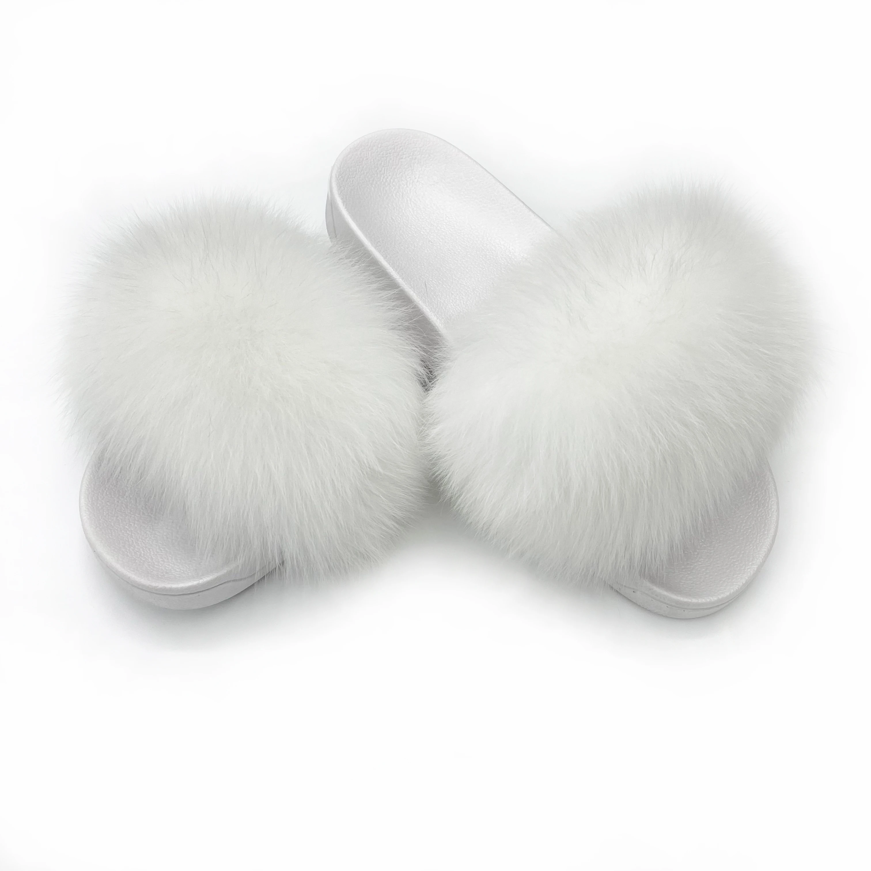 

Soft Fluffy Real Fur Slipper Fur Slide Colorful Sole Real Fox Fur Slipper