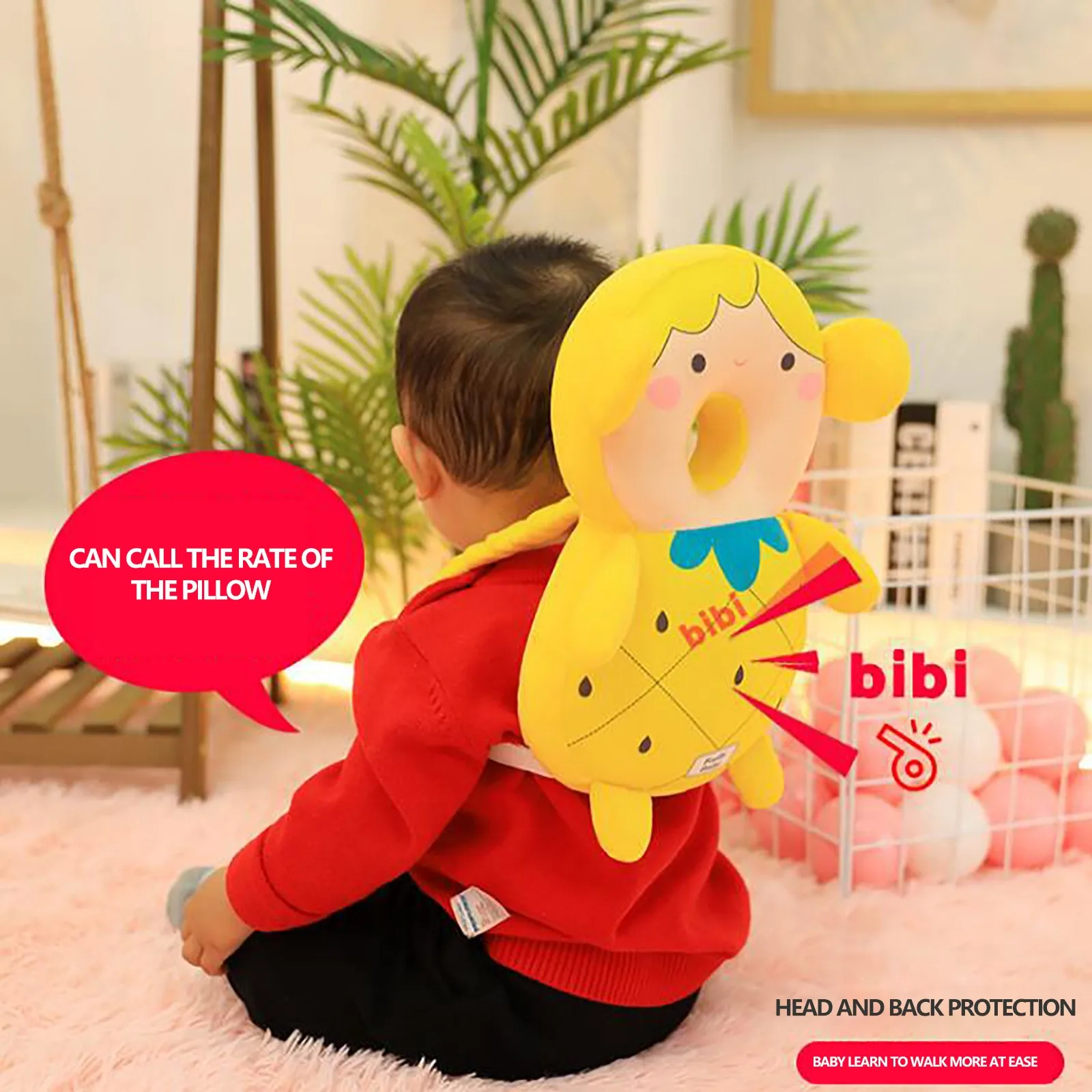 

Lovely Baby Safety Products Toddlers Fall Protection Breathable Headrest Safety Different Colors And Expressions Juguetes
