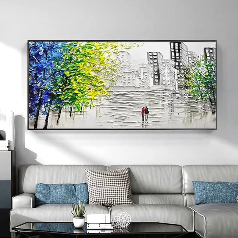 

Dropshipping Abstract City Stree Scenery Couple Artist Arts Oil 100% Handmade Painting For Wall Decoration
