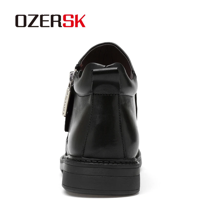 Мужские Теплые ботильоны OZERSK черные повседневные из натуральной кожи на меху