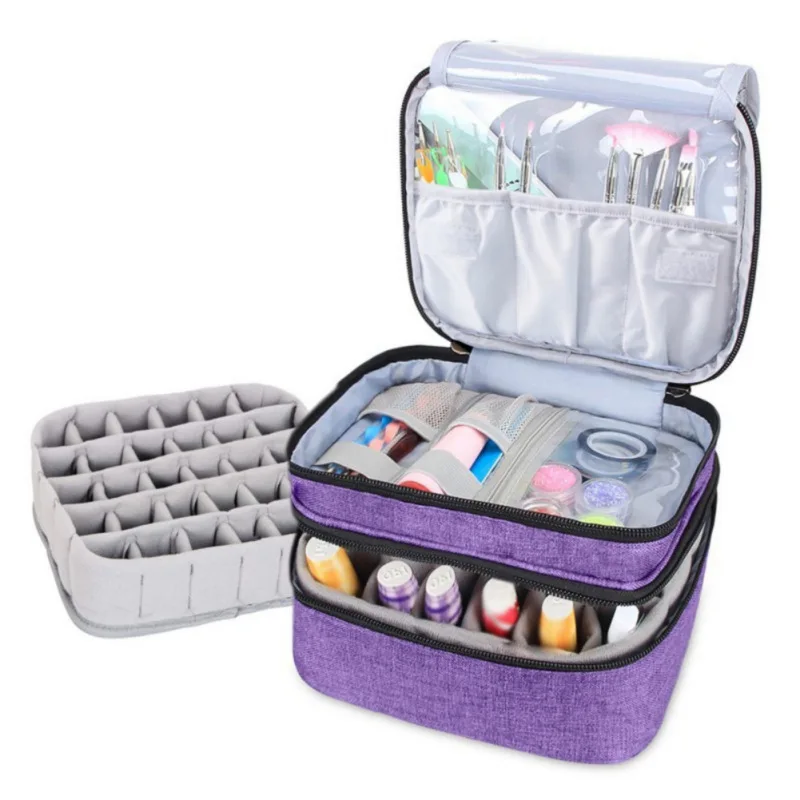 

30 Bottles (15ml - 0.5 Fl.oz) Storage Case Bags Double Layers Nail Polish Organizer Manicure Holder Travel Soft Carrying