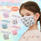 50 шт., детские одноразовые Мультяшные маски со звездным цветочным принтом