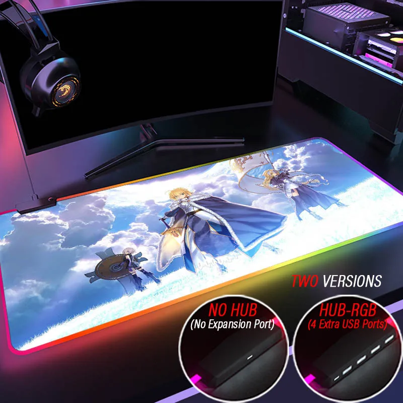 

Fate Grand Order Gaming Mouse Pad LED DIY Custom Mousepad RGB XXL HUB Customized Carpet FGO 4 Port USB Play Mat with Backlit