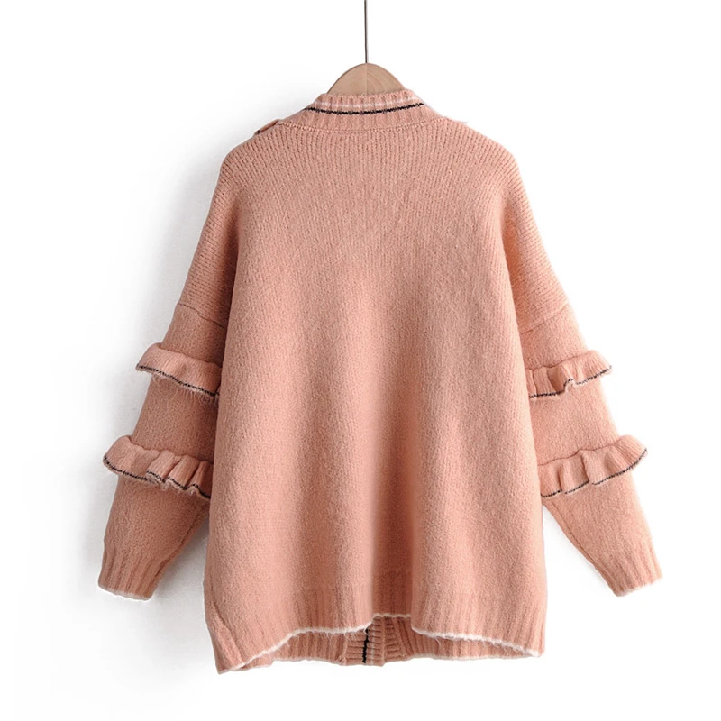 OMIKRON новый женский длинный свитер кардиганы вязаные жакеты гофрированные