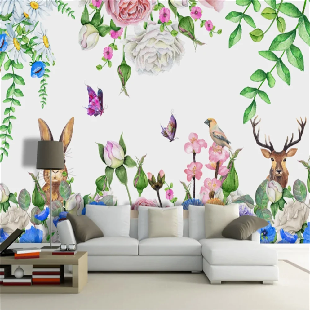 

3D-обои Milofi на заказ, роспись вручную, цветы, цветы, Бабочка, фон для стен