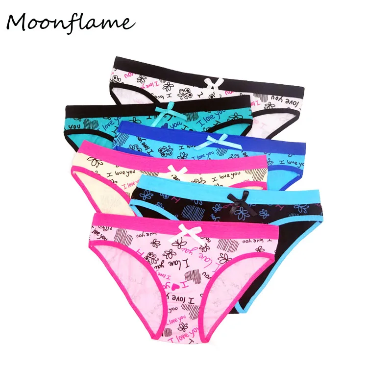 Moonflame, 5 шт./партия, хлопковое нижнее белье для женщин, новинка, женские трусы с принтом, трусы, 89008