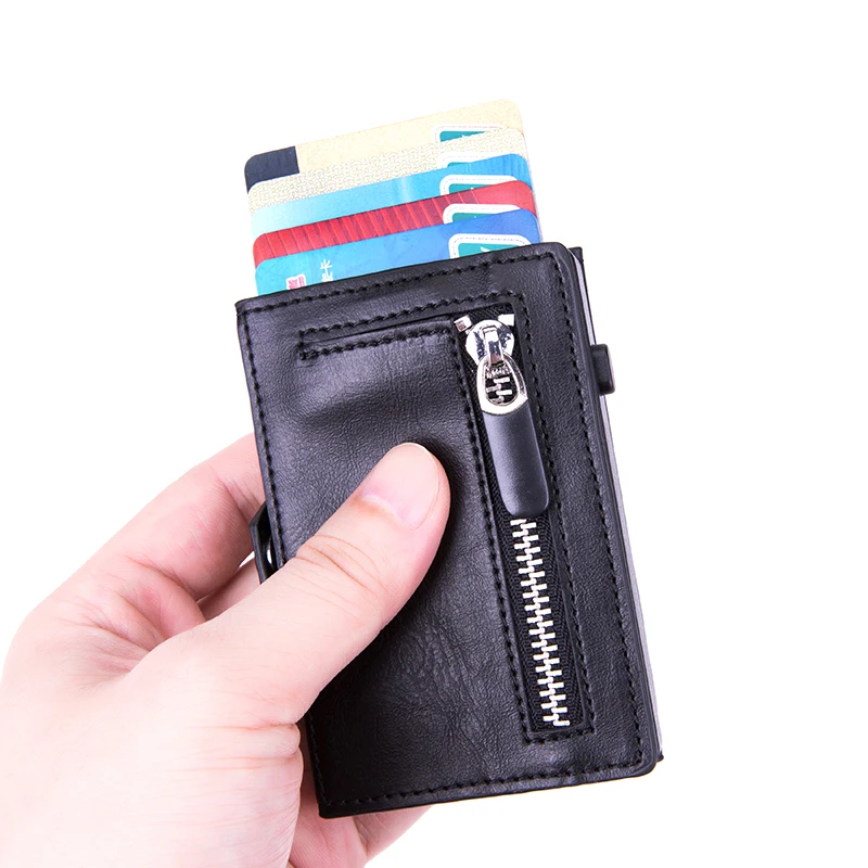 YAMBUTO Для мужчин RFID Кнопка Умный кошелек Кредитная Держатель для карт на застежке