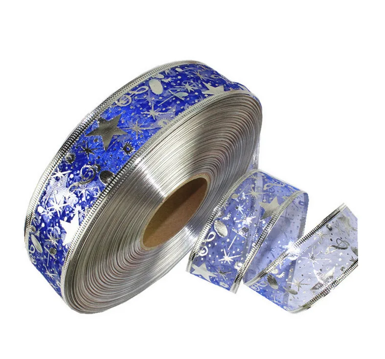 200 см Золотая Звезда Пряжа Ленты Рождественская елка Декор Рождественский бант