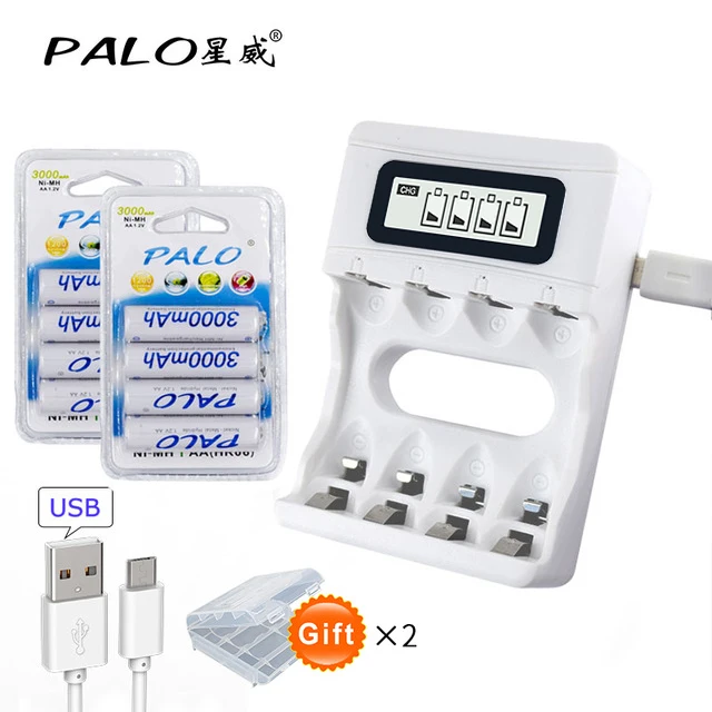 8pcs AA with charger 4 шт. 2a AA батареи 1,2 V AA 3000mAh Ni-MH Предварительно заряженный аккумулятор 2A батареи для камеры, часов и бритвы - Цвет: 8pcs AA with charger