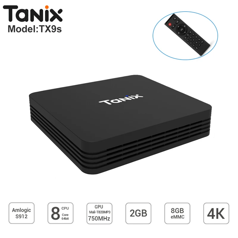 Tanix TX9S Android 7 1 Smart tv Box 4K Amlogic S912 Восьмиядерный 2 Гб ОЗУ 8 ПЗУ 4 ГГц WiFi поддержка HDR10 H.265
