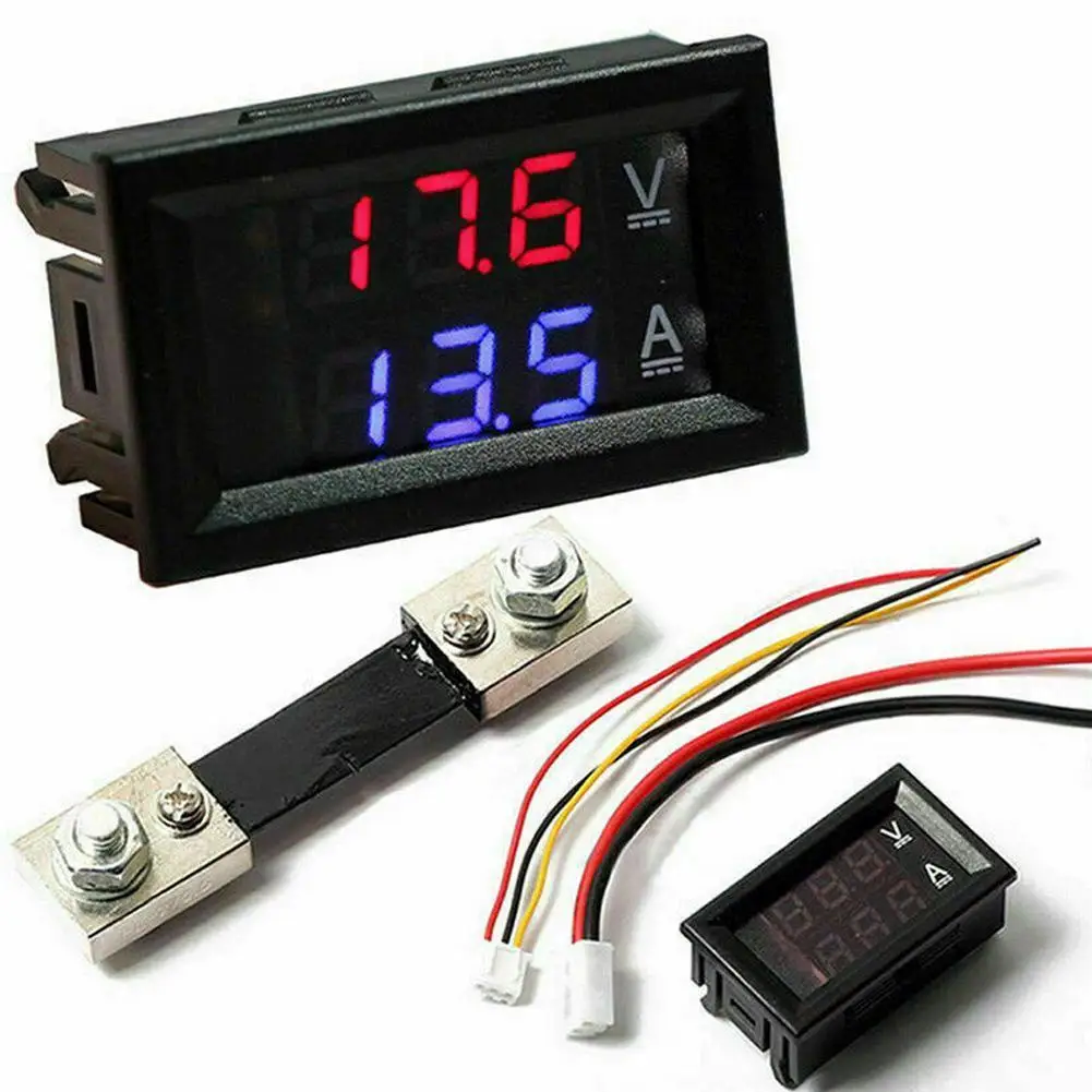 

Current And Voltmeter DC0-100V 1A 10A 50A 100A LED DC Dual Display Digital Current And Voltmeter Digital Header