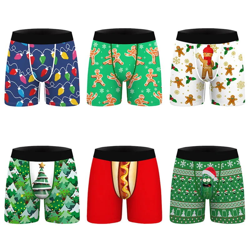 

Cartoon Christmas Digital Printing Men's Underwear Sexy Funny Boxer Briefs