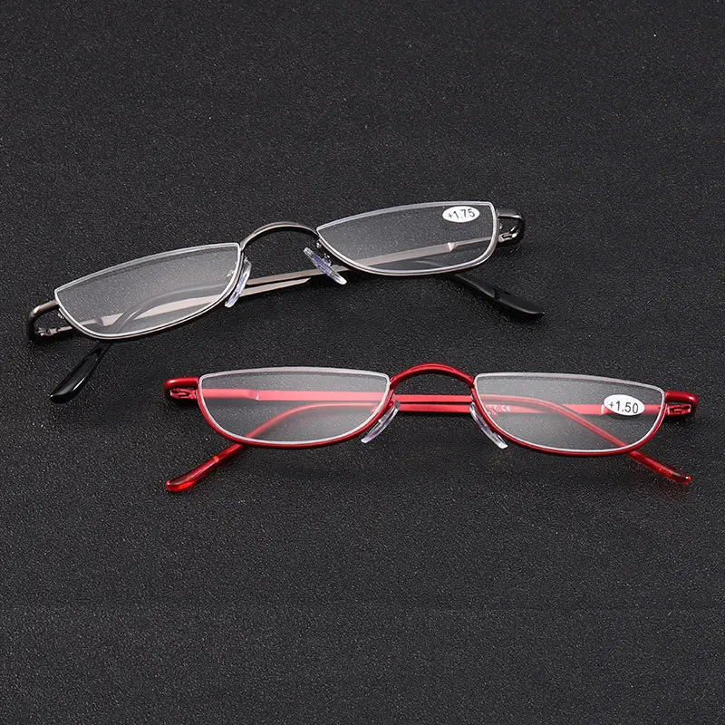 

IENJOY Metal Reading Glasses Half Frame Presbyopic Eyeglasses Female Male Semi Rimless Hyperopia Spectacles 1.0-3.0