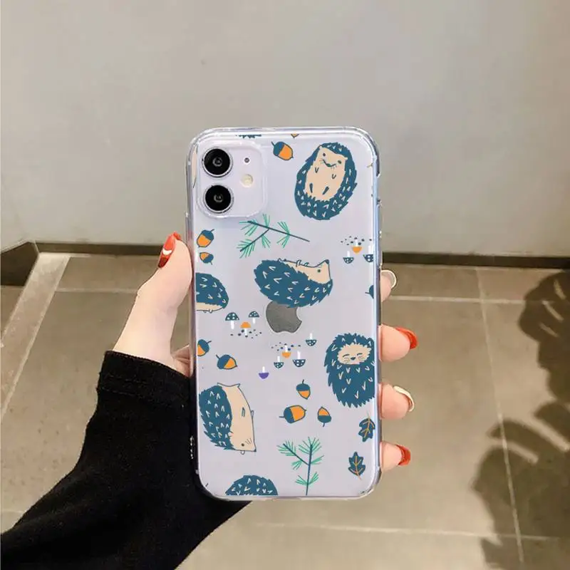 

Animal lovely cartoon hedgehog Phone Case Transparent for iPhone 6 7 8 11 12 s mini pro X XS XR MAX Plus