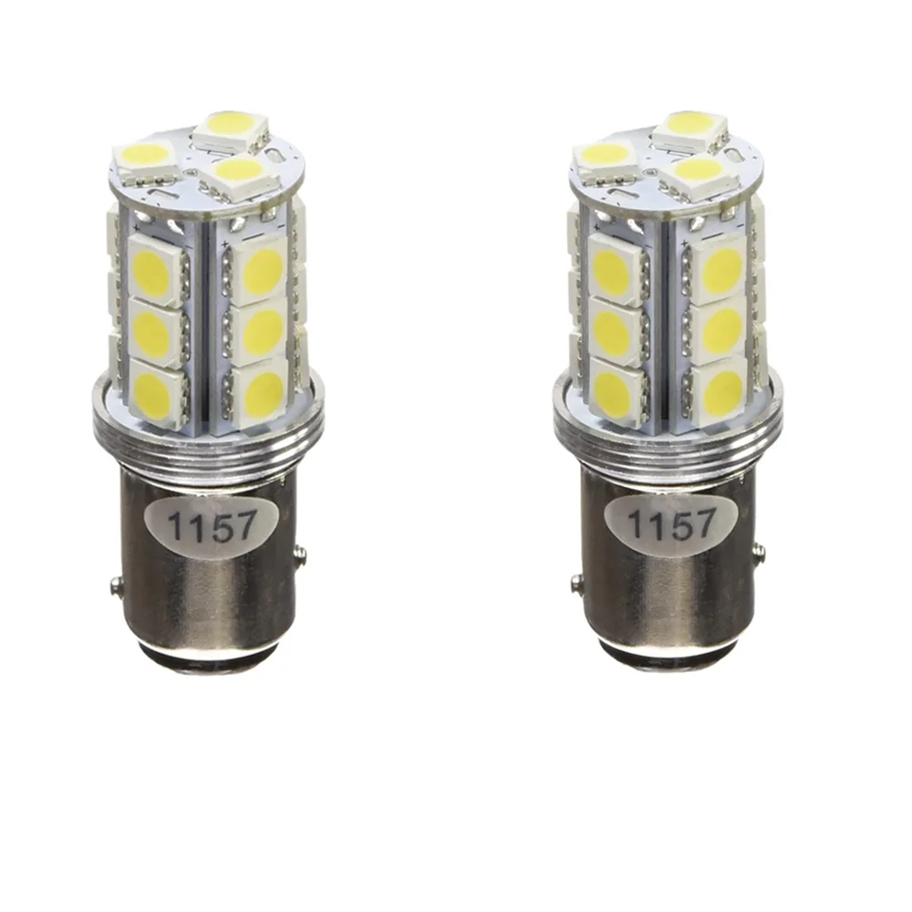 

2-Pack 1157 BAY15D 7528 2057 2357 White LED Light 10-30V-DC 5050 18 SMD For Brake Light Tail Lamps Back Up Reverse Lights