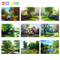 diamond embroidery landscape painting with full square diamond landscape rhinestones pictures cross stitch mosaic house 6jh08