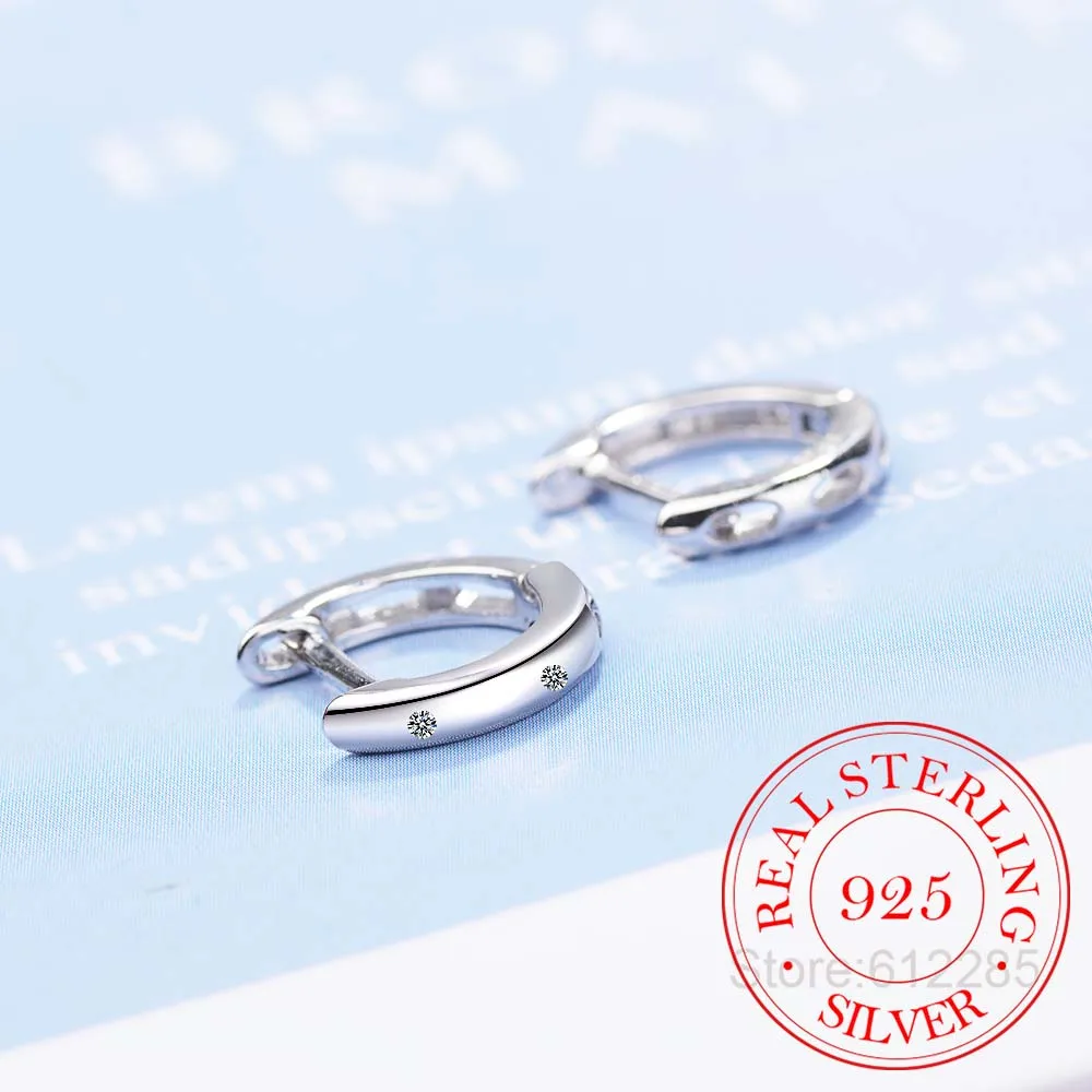 

Real Solid 925 Sterling Silver Circle Hoop Earrings Fashion Jewelry for Women Female High Quality